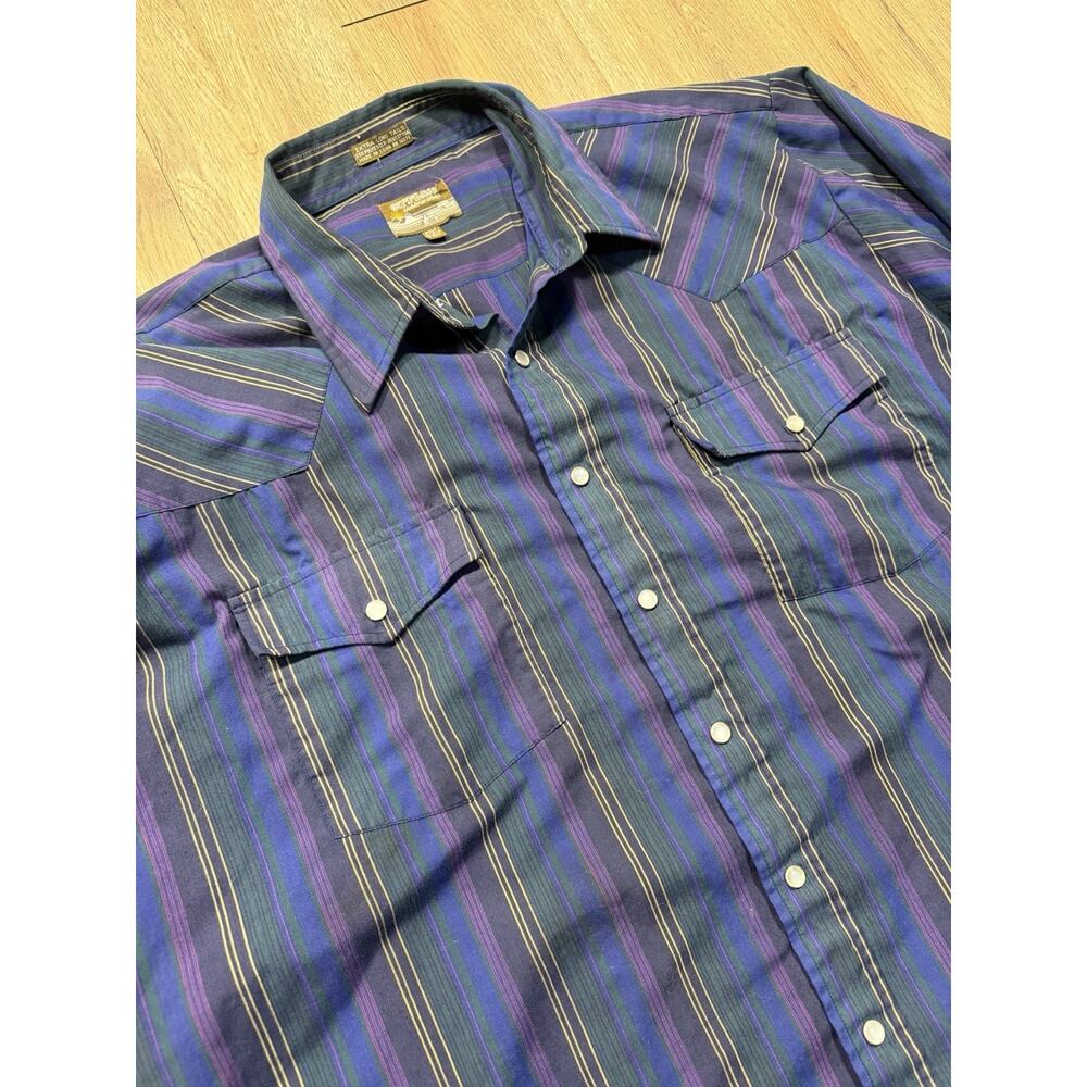 Mens Vintage Size 2XLT “Outlaw Western Wear” Purple Pearl Snap Western Shirt